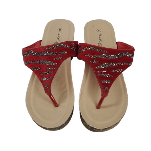 Metallic Marcasite Studded Platform Sandals in Red, Size 8 - Picture 3 of 8